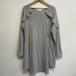 Umgee Gray Ruffle Long Sleeve Dress